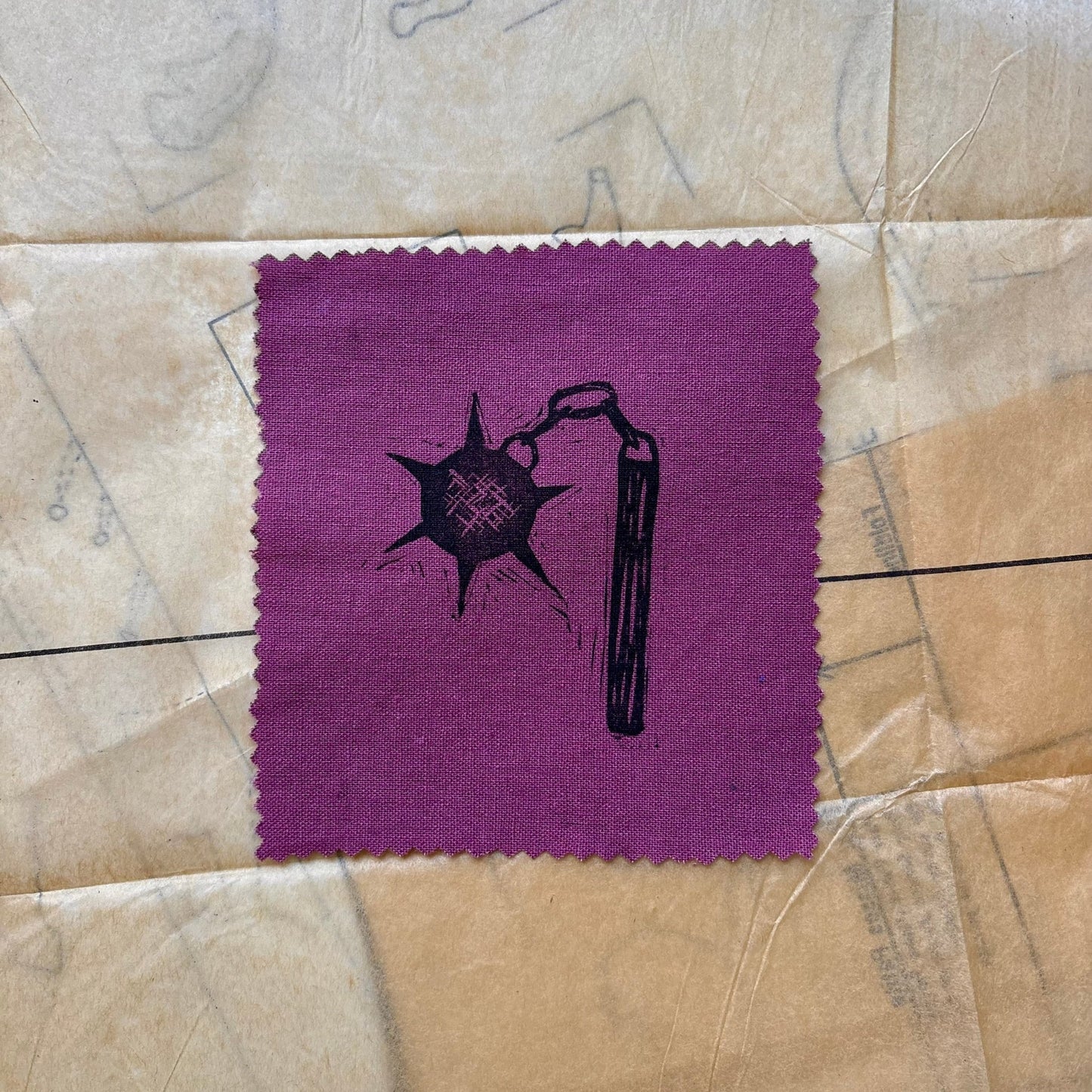 LINO PRINTED FABRIC PATCHES | Pack of 3 - Set Six - Pulp & Thread