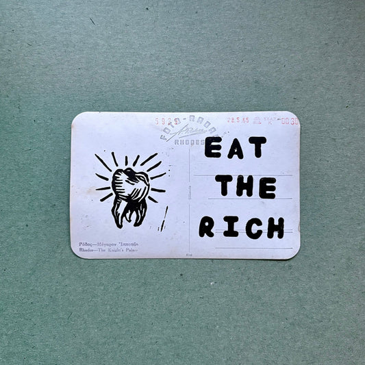 VINTAGE POSTCARD LINO PRINT | Eat - Pulp & Thread