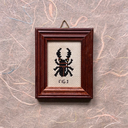 CROSS-STITCH | Mini Framed Cross Stitch - Stag Beetle