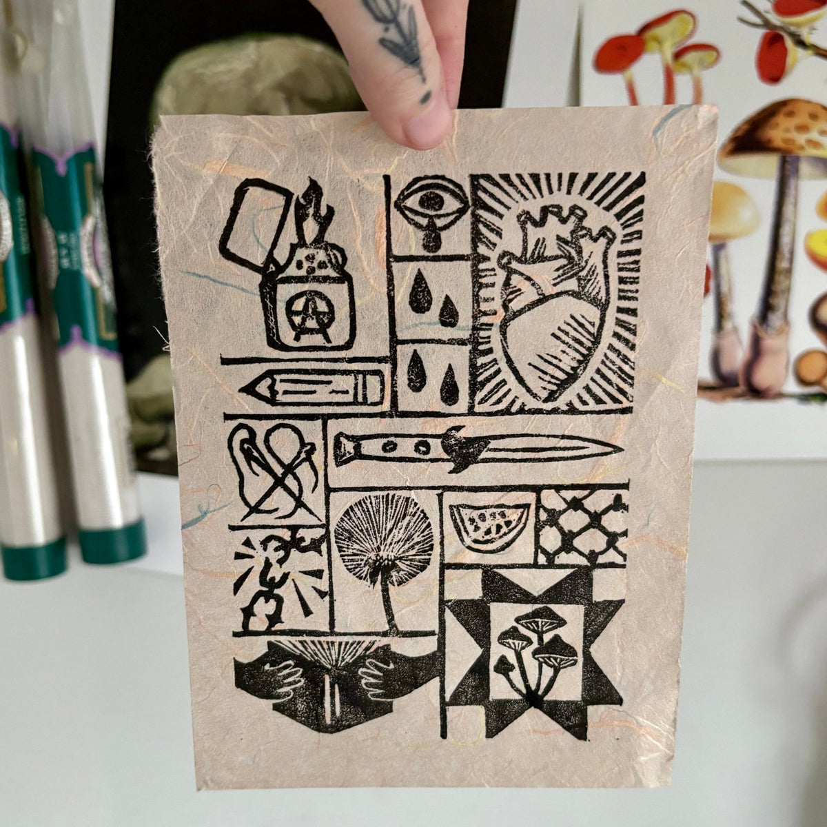 LINO PRINT | Tools of Resistance - Coral Mulberry - Pulp & Thread