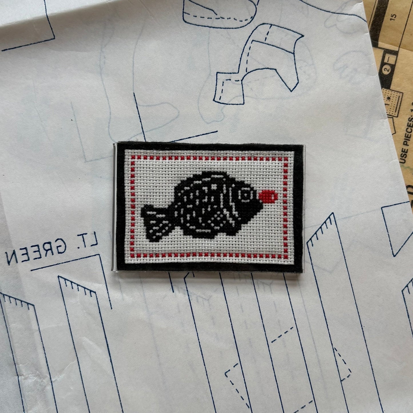 CROSS-STITCH MAGNET | Soy Sauce Fish - Pulp & Thread