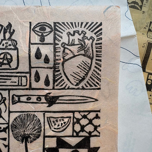 LINO PRINT | Tools of Resistance - Coral Mulberry - Pulp & Thread