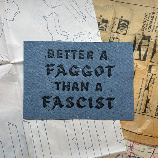 LINO PRINT | Better Than A Fascist - Denim Bamboo - Pulp & Thread