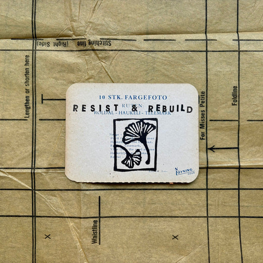 VINTAGE POSTCARD LINO PRINT | Resist & Rebuild - Pulp & Thread