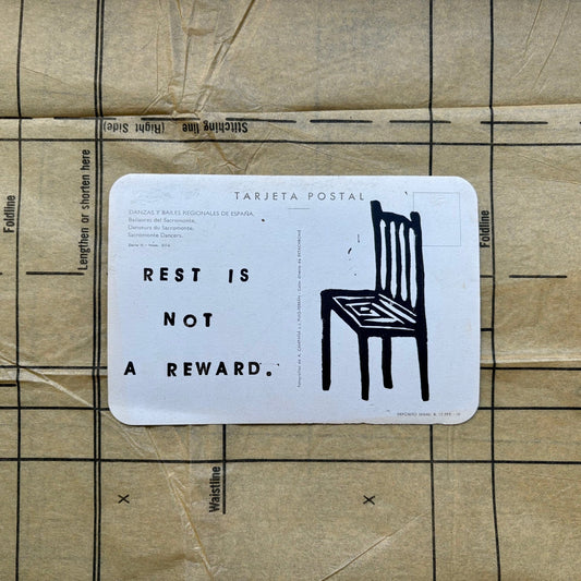 VINTAGE POSTCARD LINO PRINT | Rest Is Not A Reward - Pulp & Thread