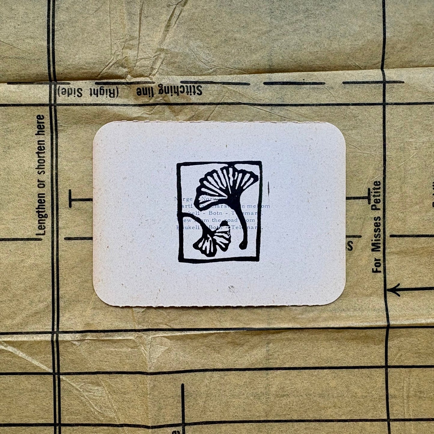 VINTAGE POSTCARD LINO PRINT | Ginko - Pulp & Thread
