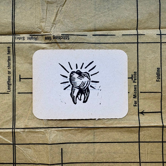 VINTAGE POSTCARD LINO PRINT | Tooth - Pulp & Thread