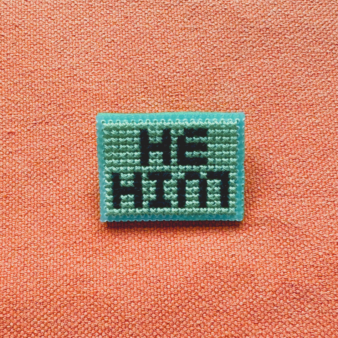 PIN BADGE | Cross Stitch Pronouns - Various
