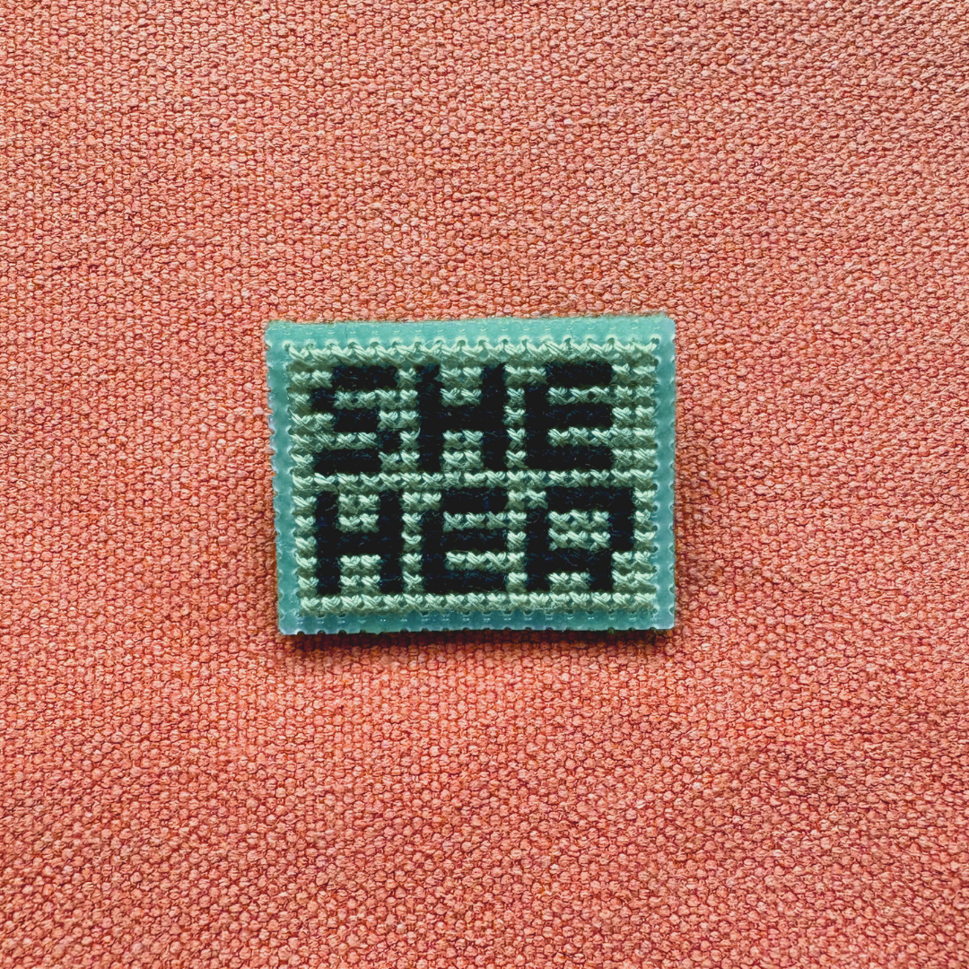 PIN BADGE | Cross Stitch Pronouns - Various