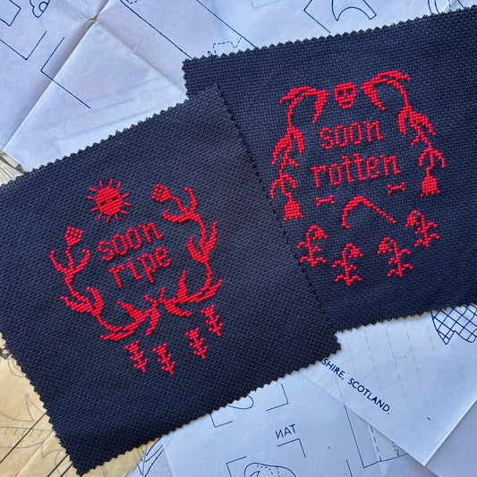 CROSS-STITCH | Unframed Cross Stitch Set - Ripe/Rotten - Pulp & Thread