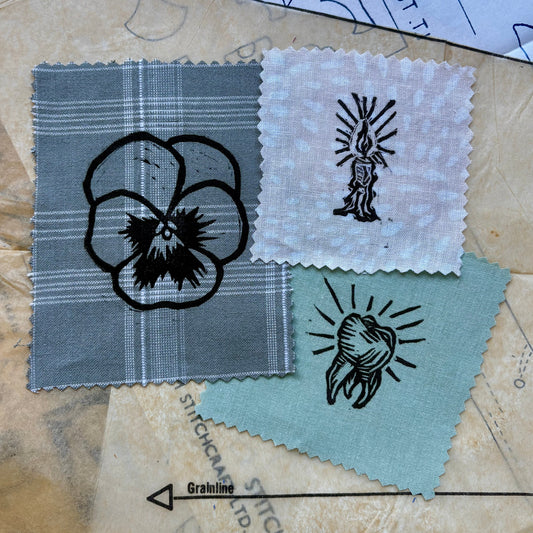 LINO PRINTED FABRIC PATCHES | Pack of 3 - Set One