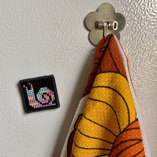 CROSS-STITCH | Mini Cross Stitch Magnet - Disco Snail