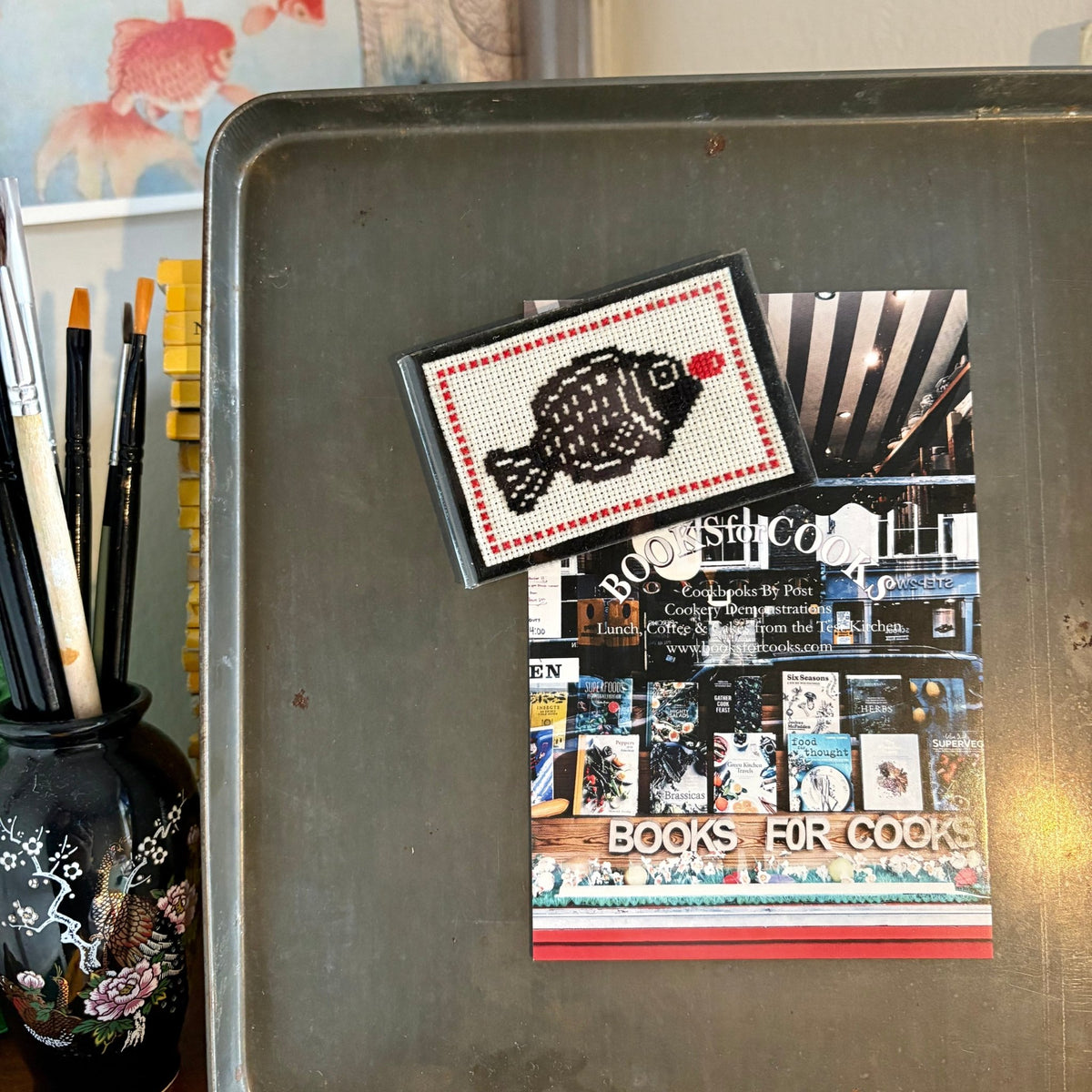 CROSS-STITCH MAGNET | Soy Sauce Fish - Pulp & Thread