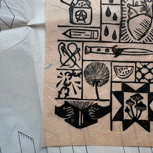 LINO PRINT | Tools of Resistance - Coral Mulberry - Pulp & Thread