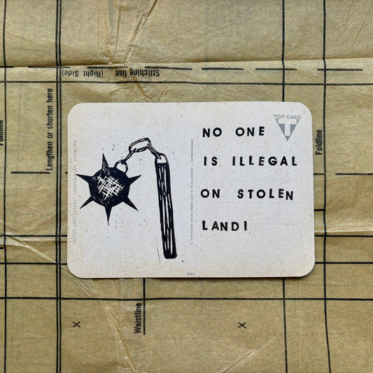 VINTAGE POSTCARD LINO PRINT | No One Is Illegal - Pulp & Thread