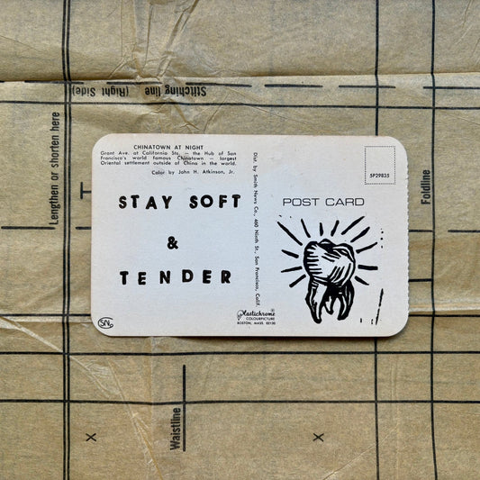 VINTAGE POSTCARD LINO PRINT | Soft & Tender - Pulp & Thread