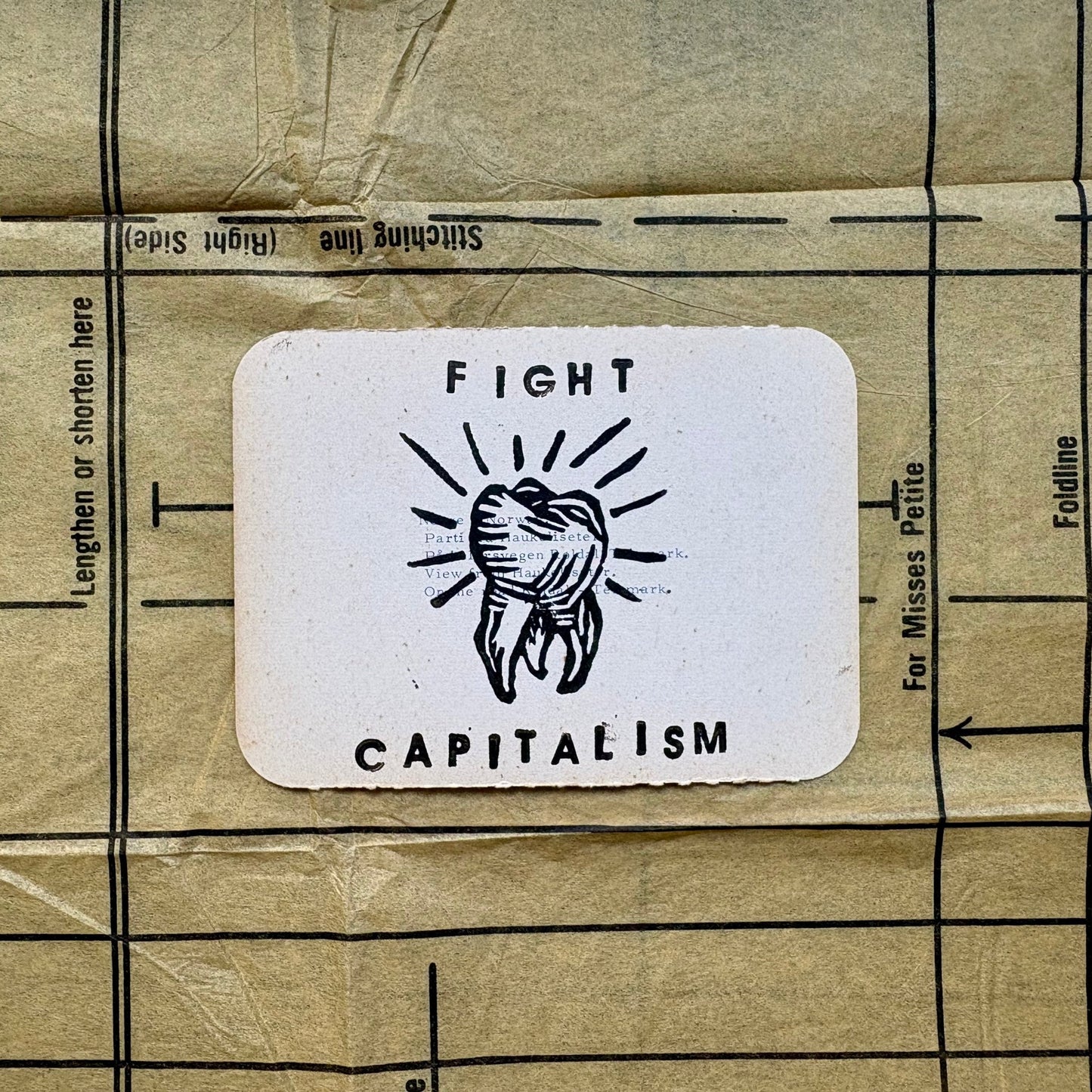 VINTAGE POSTCARD LINO PRINT | Fight Capitalism - Pulp & Thread