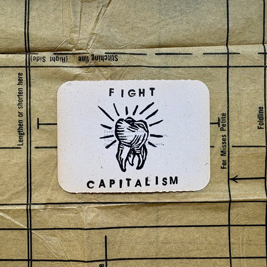 VINTAGE POSTCARD LINO PRINT | Fight Capitalism - Pulp & Thread