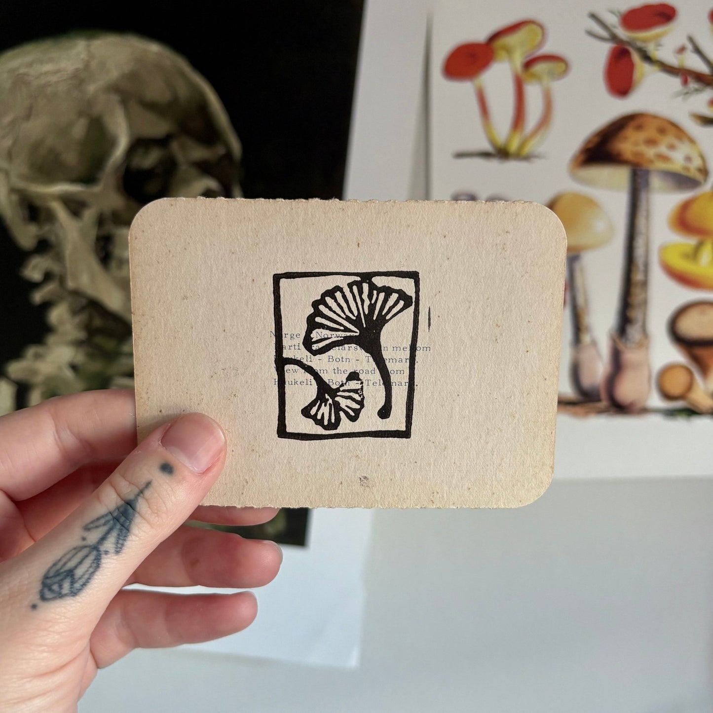 VINTAGE POSTCARD LINO PRINT | Ginko - Pulp & Thread