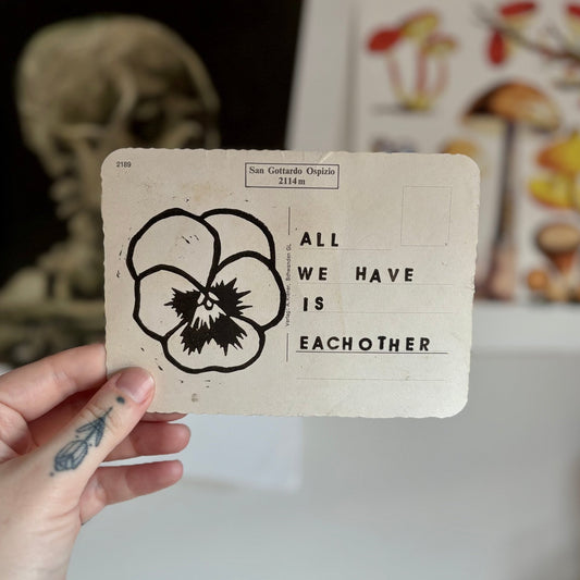 VINTAGE POSTCARD LINO PRINT | We Have Each Other - Pulp & Thread