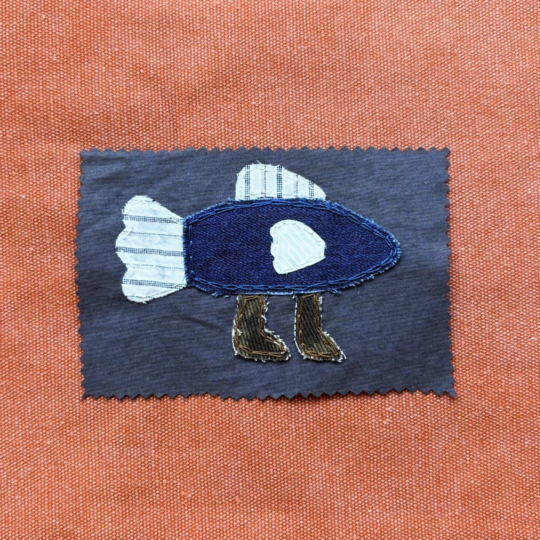 TEXTILE PATCH - Fabric + Stitching | Travelling Fish - Pulp & Thread