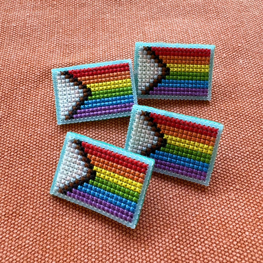 PIN BADGE | Cross Stitch Pride Flag - Pulp & Thread