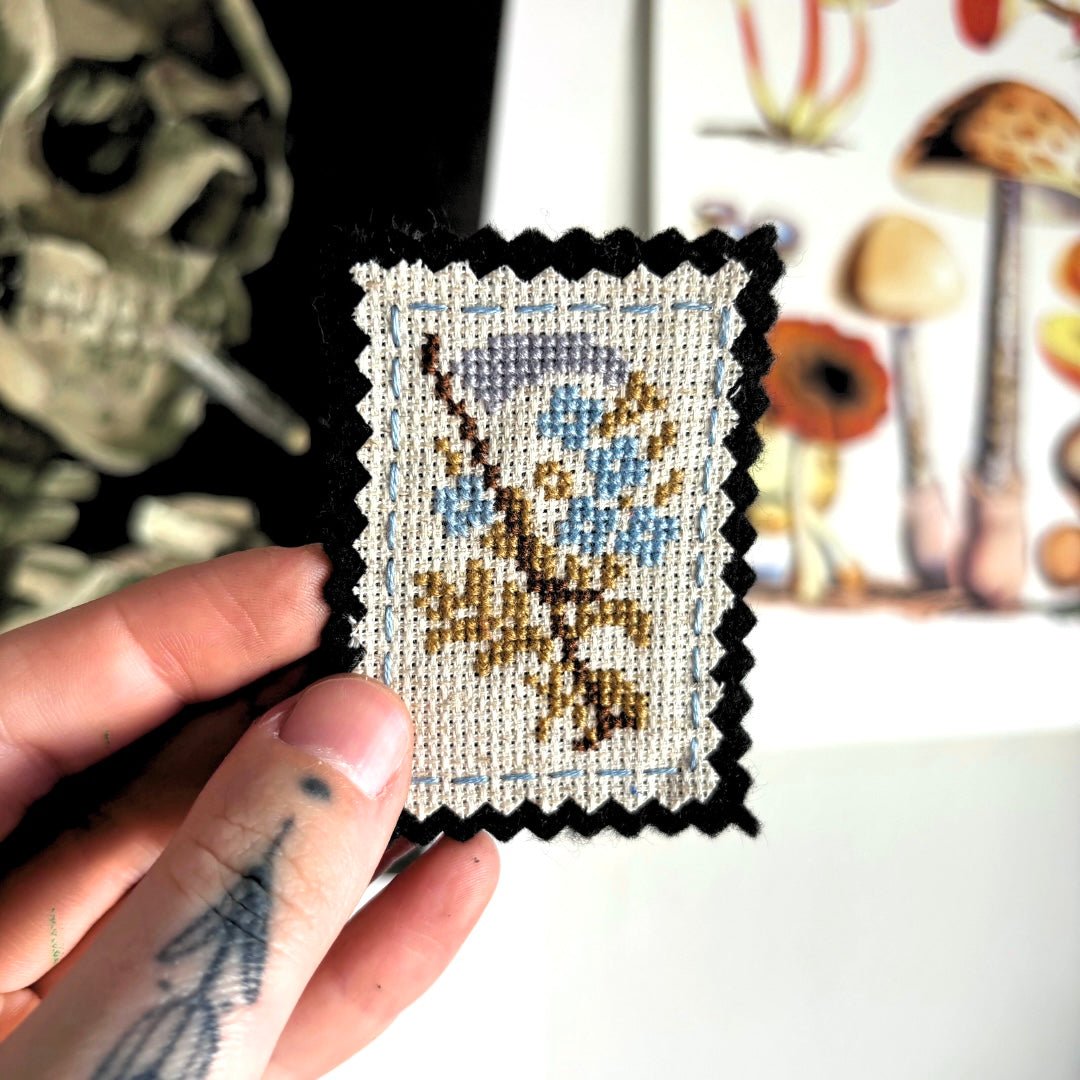 TEXTILE PATCH - Fabric + Cross Stitch | Midsummer Scythe - Pulp & Thread