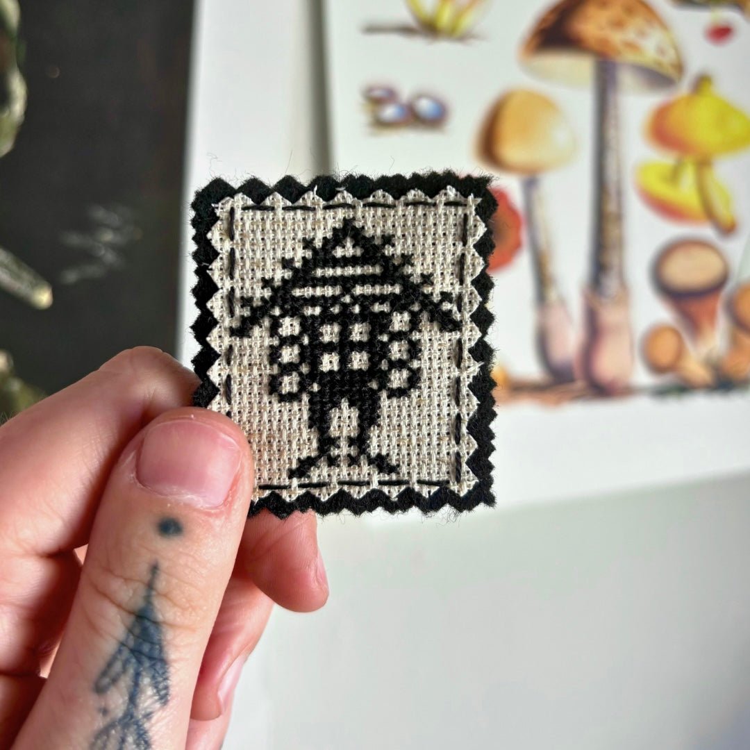 TEXTILE PATCH - Fabric + Cross Stitch | Baba Yaga Mini - Pulp & Thread